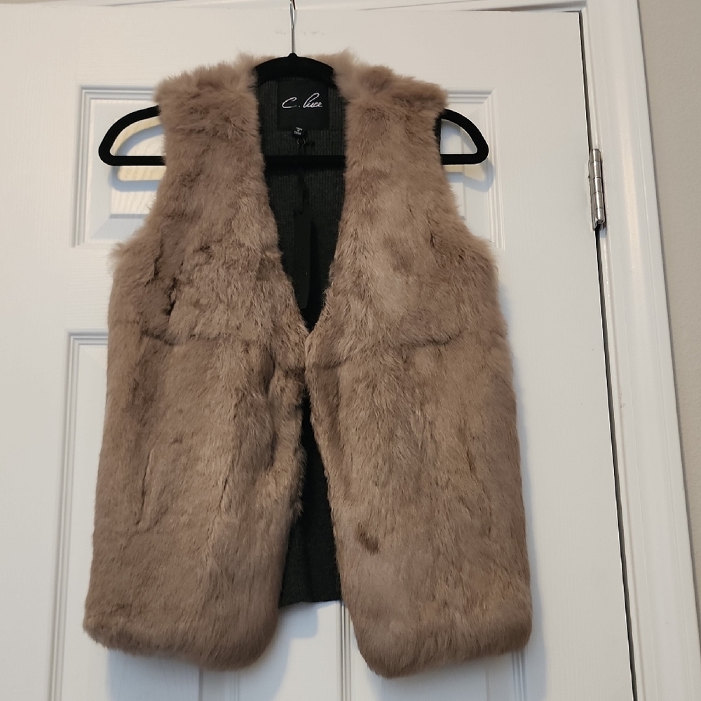 Chic Faux Fur Vest in Tan